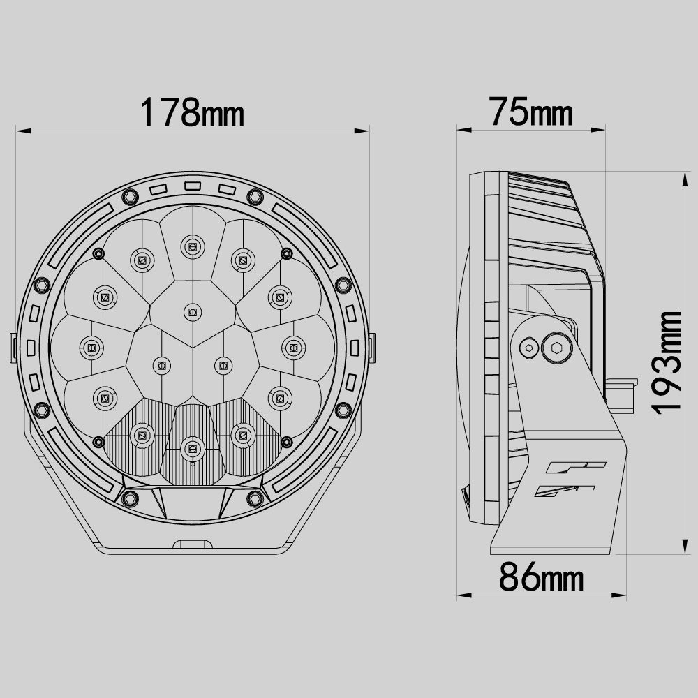 LED Collection - Driving Light HM-2115 size