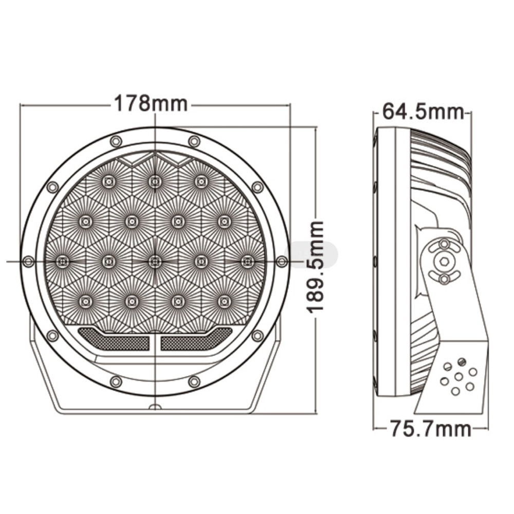 LED Collection - Driving Light HM-F016 size