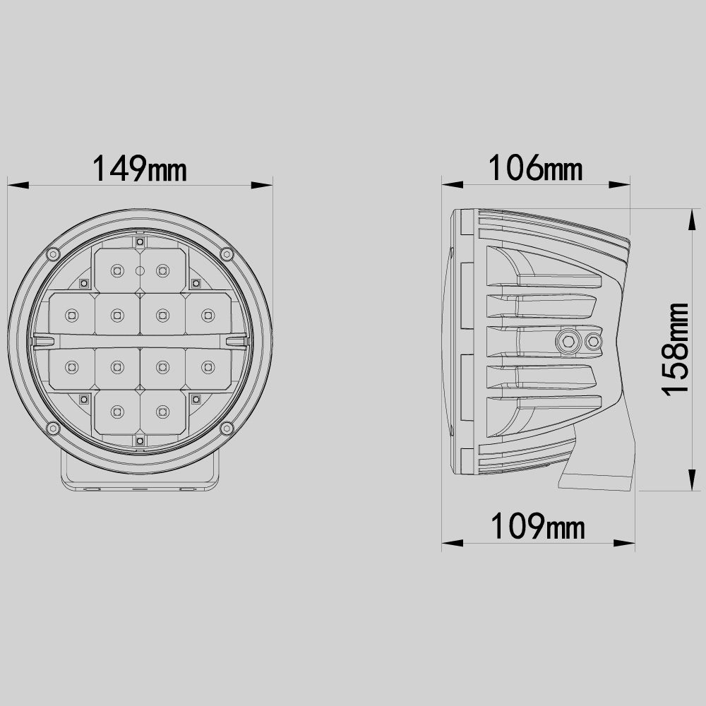 LED Collection -OSRAM Driving Light HM-2139A size