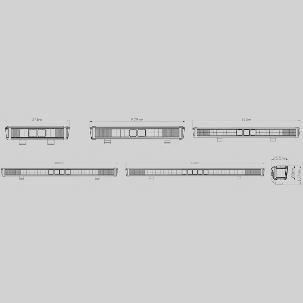 LED HM-2121A Series - OSRAM LED Light Bar size